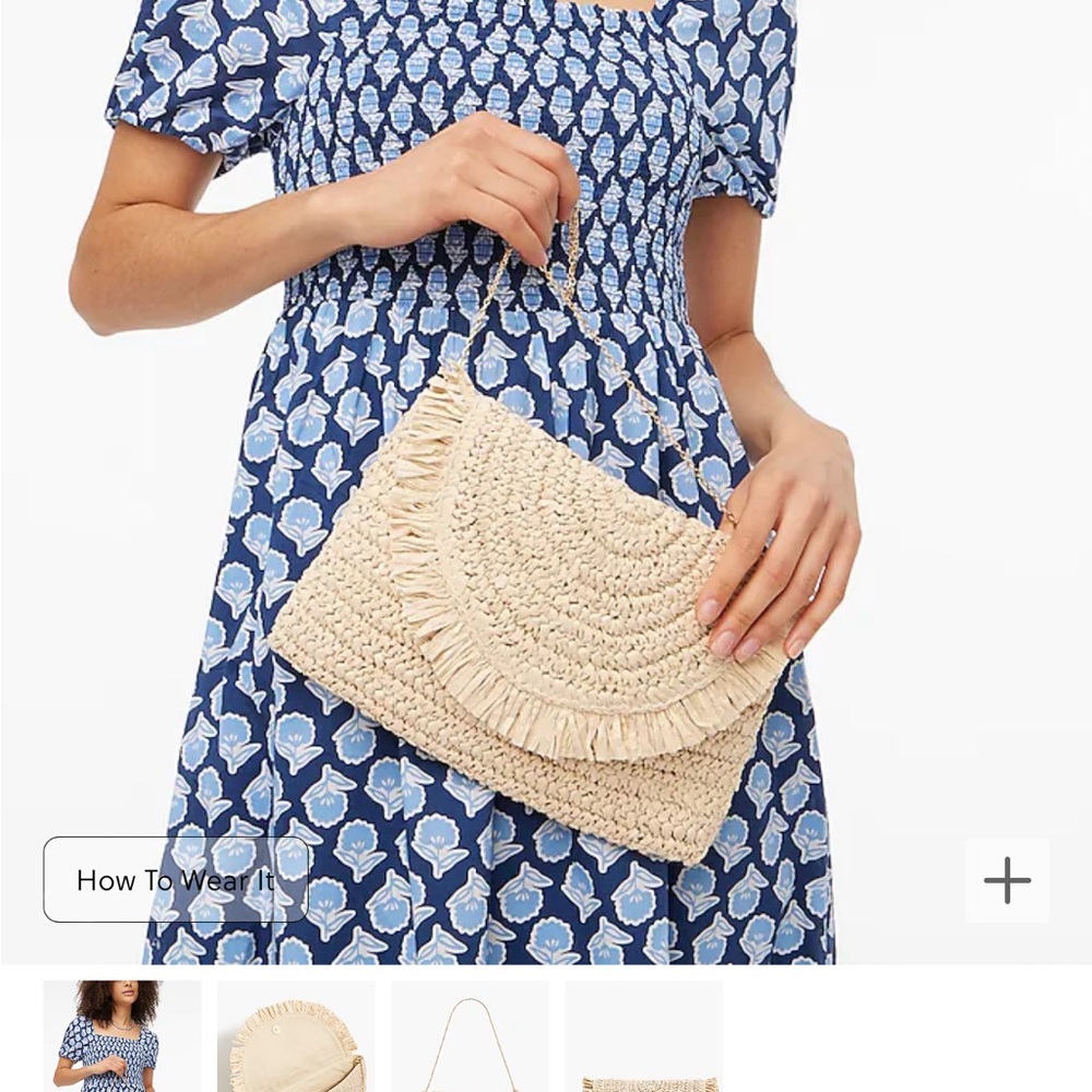J. crew new with tags straw clutch